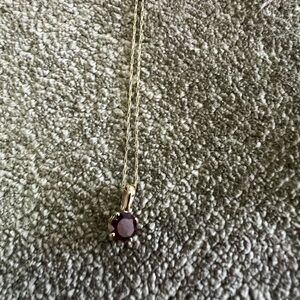 Garnet Charm Necklace 14k Gold